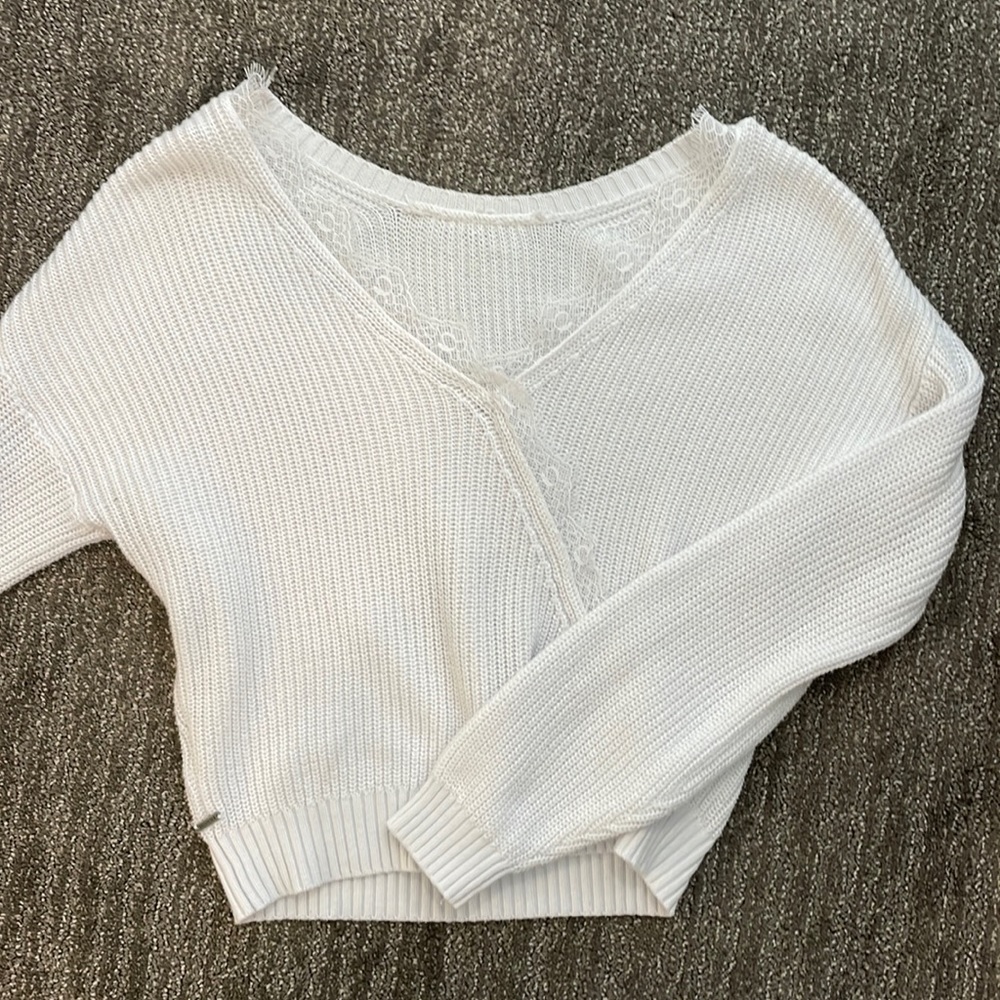 White Hollister “Reversible” Sweater